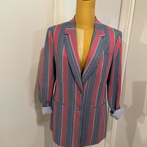 BCBGMaxAzria Red and Gray Striped Blazer